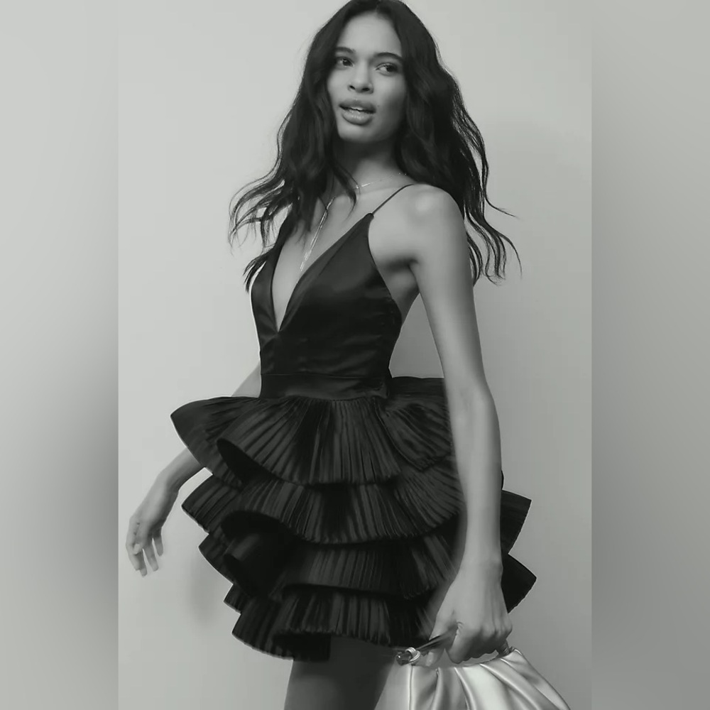 Anthropologie Black Tiered Dress